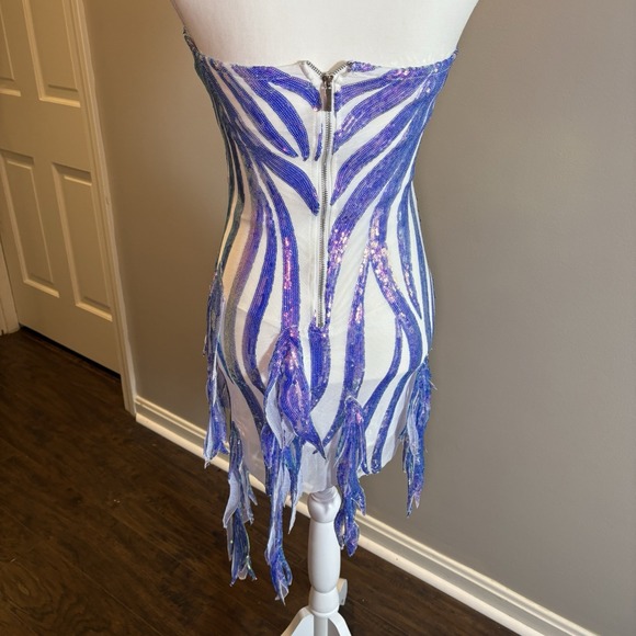 Catchall Salem Blue SPARKLY SEQUIN STRAPPY TASSEL MINI‎ DRESS Fairy Core Size S - Picture 5 of 9